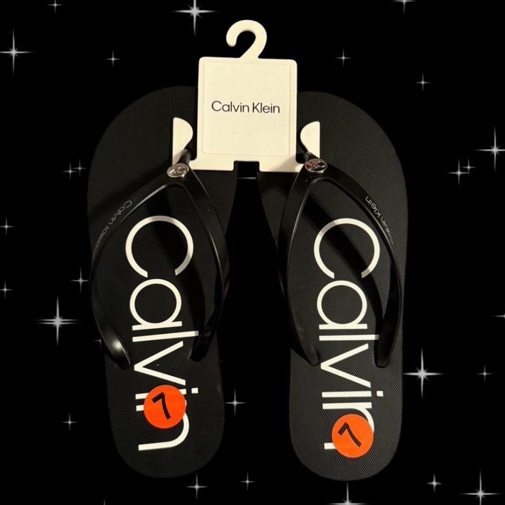 Calvin Klein Black and Orange Flip Flops